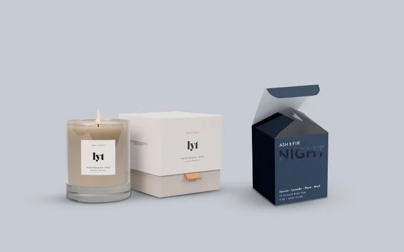 attractive candle packaging and branding ready for selling.