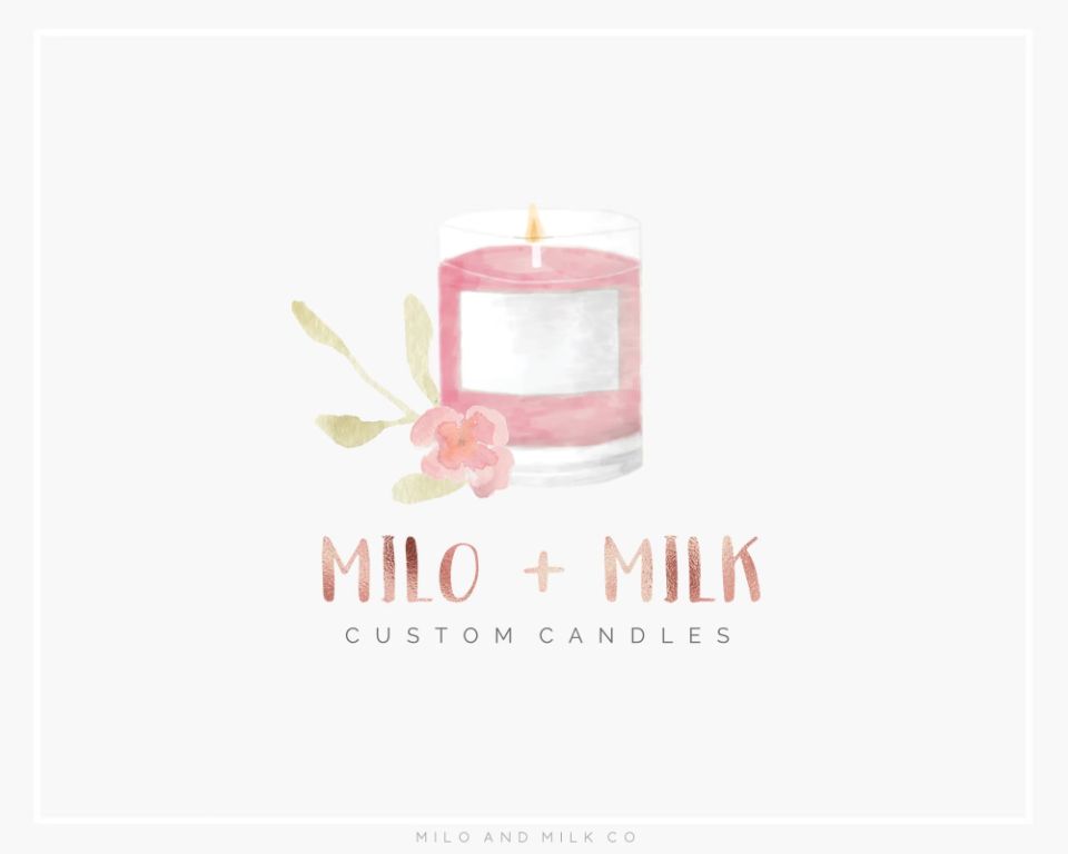 candles with logo branding.