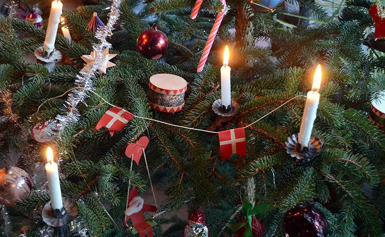 christmas tree with lit candles