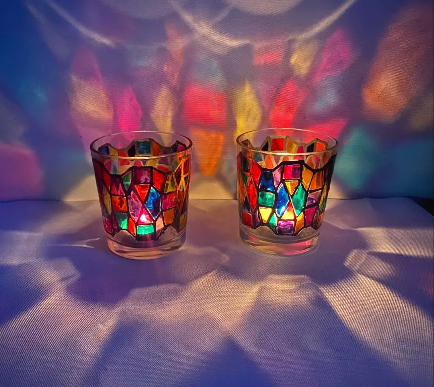 painted glass candle holders