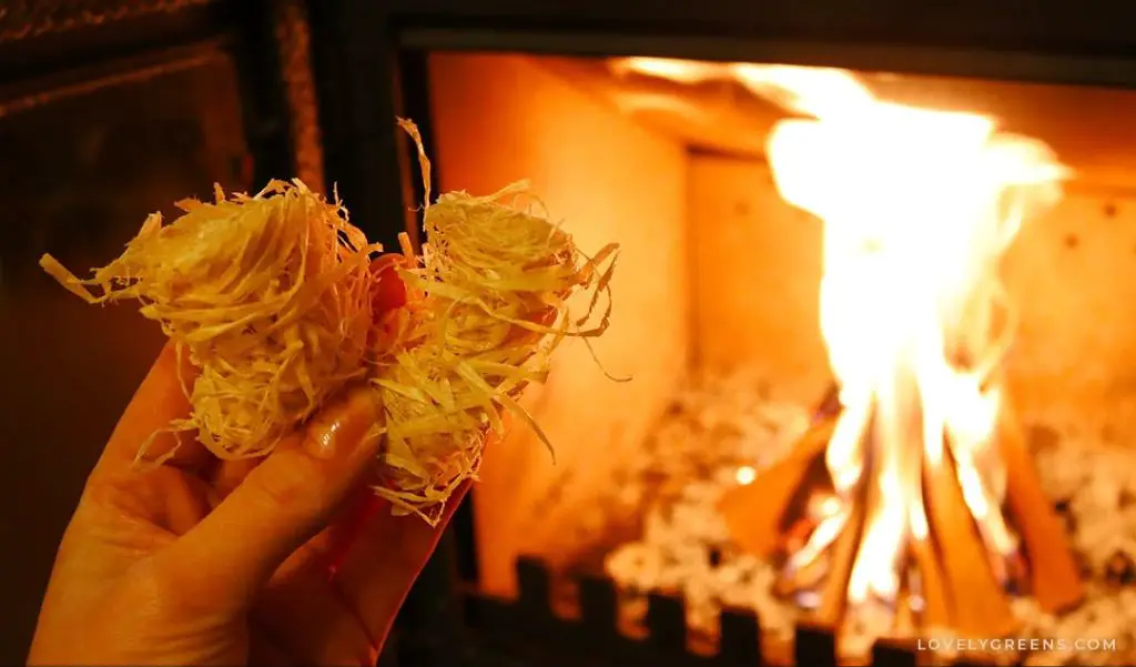 person lighting a homemade fire starter