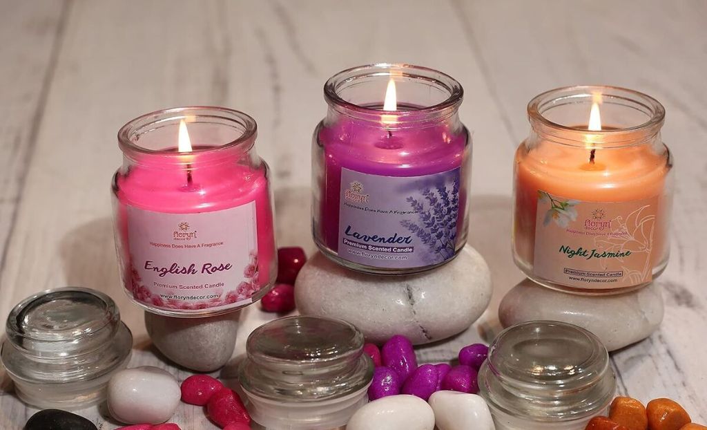 rose, lavender, jasmine candles