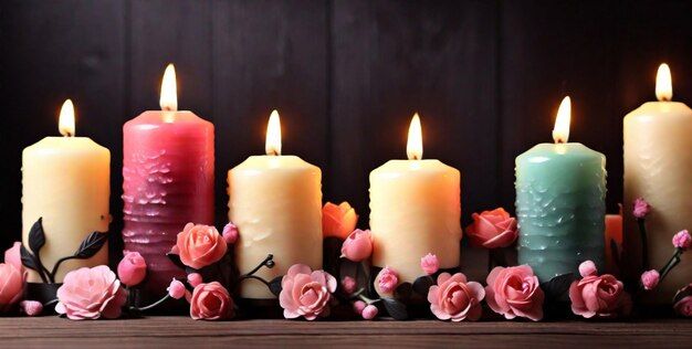 row of colorful candles.