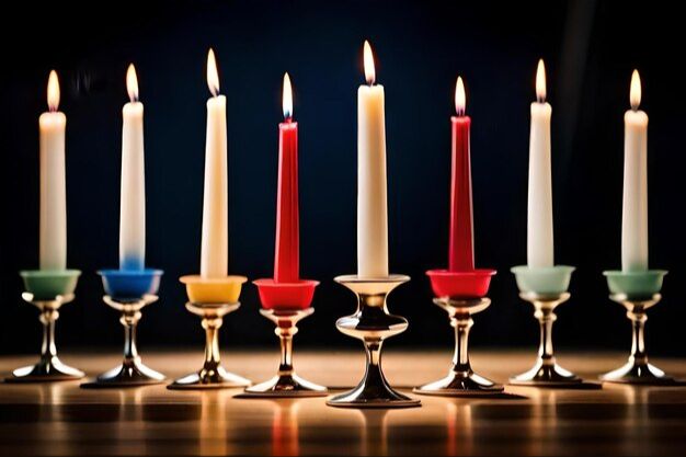 row of different colored candles.