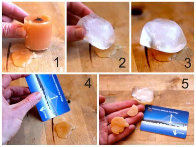 using ice cubes to harden and remove skin wax