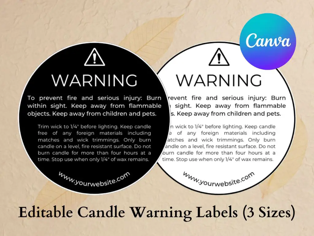 a candle with a label warning to keep candle away from flammable objects.