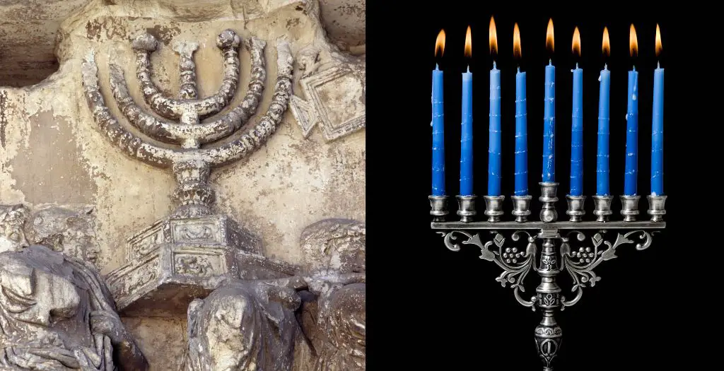 a menorah is a type of large candelabrum used in jewish holidays like hanukkah to hold 7 or 9 candles.