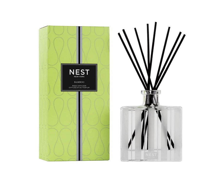 bamboo reed diffuser sticks in a glass bottle