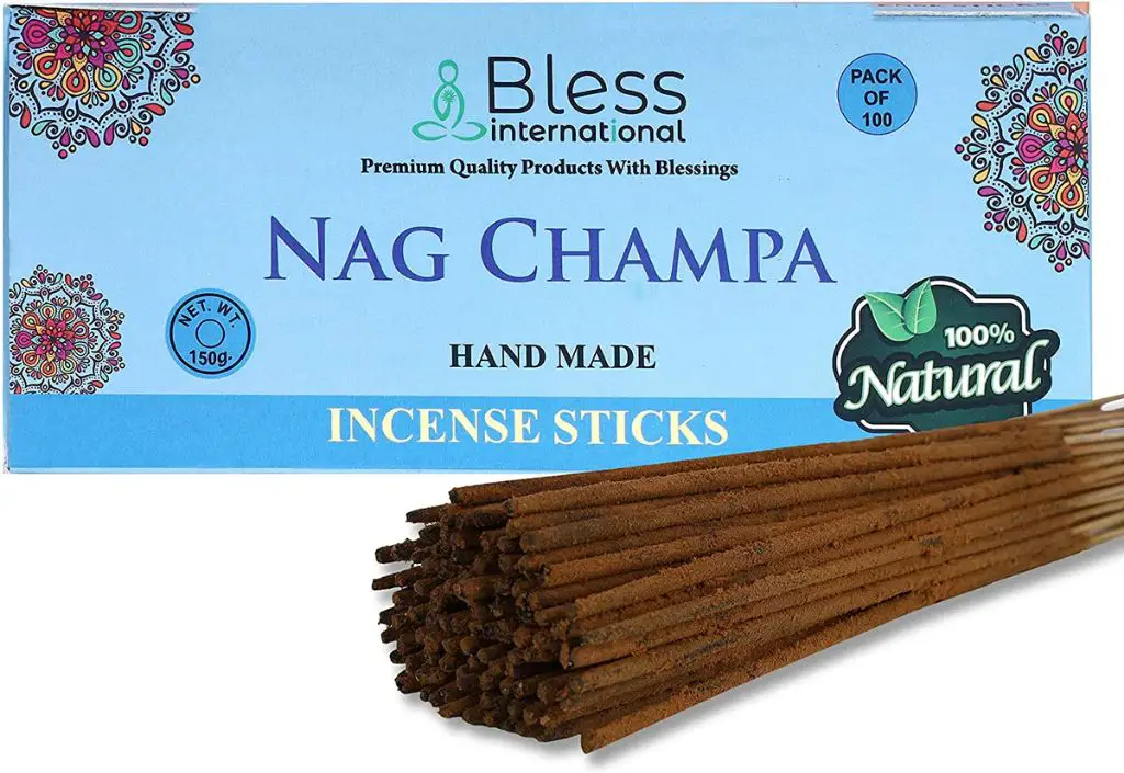 close up of nag champa incense sticks burning.