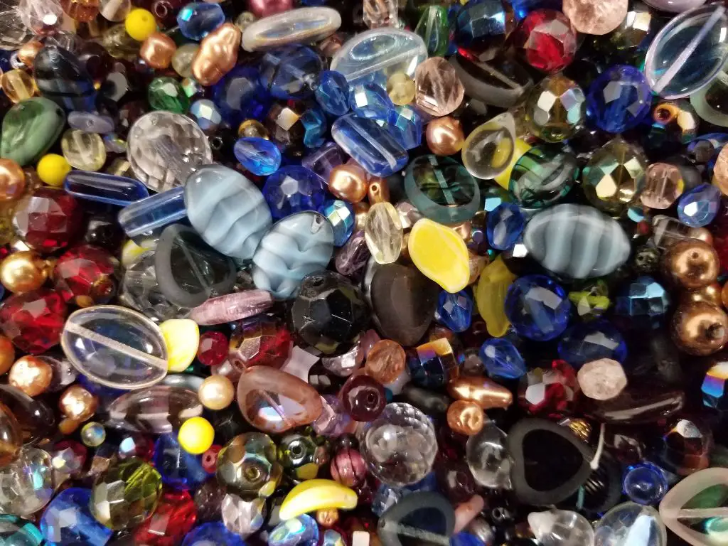 colorful glass beads.