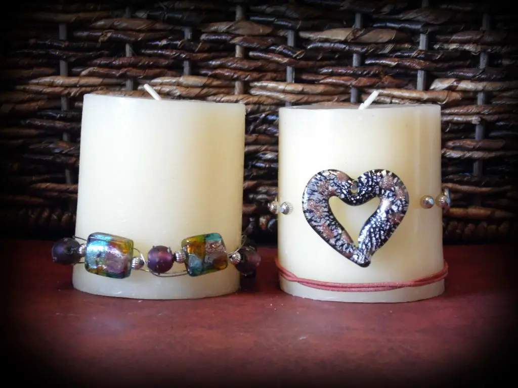 decorations like glitter and beads can be added inside candles