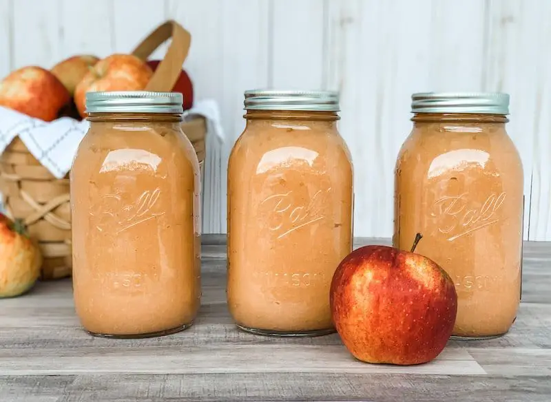 extra large mason jars filled with homemade apple sauce