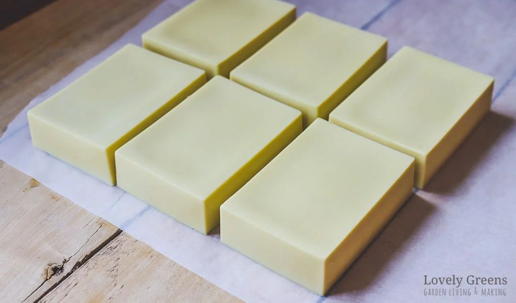 homemade soaps with olive, coconut and palm oils