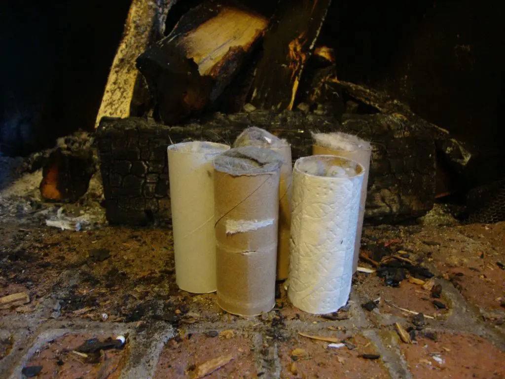 image of wax paper burning as a fire starter