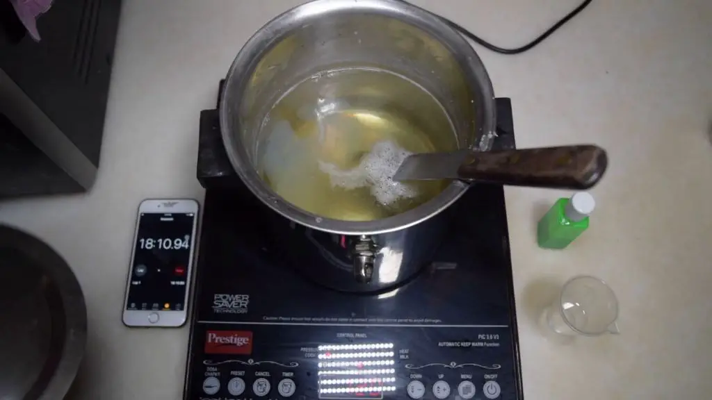 melt and pour soap base melting in a double boiler