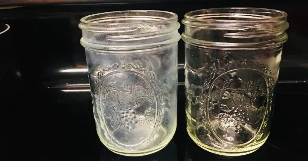 mineral deposits from hard water is a common cause of cloudy canning jars.