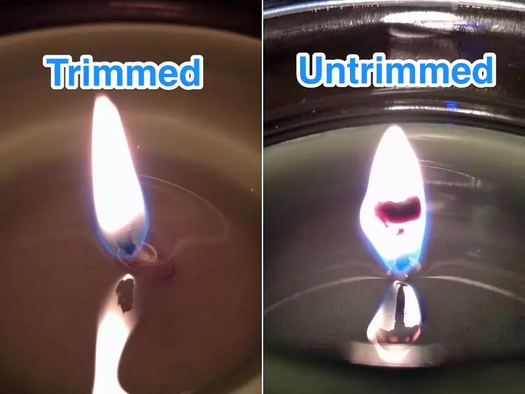 properly trimmed wicks help aluminum candle tins burn safely.