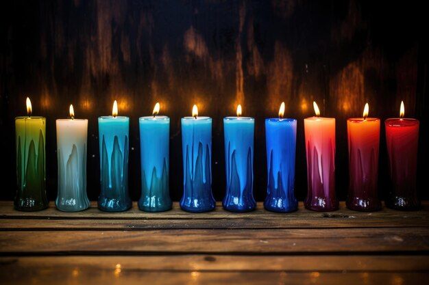 rows of various colored candles.
