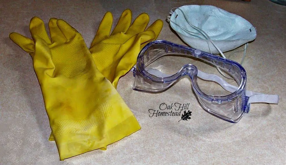 safety gear like goggles and gloves is required when making soap