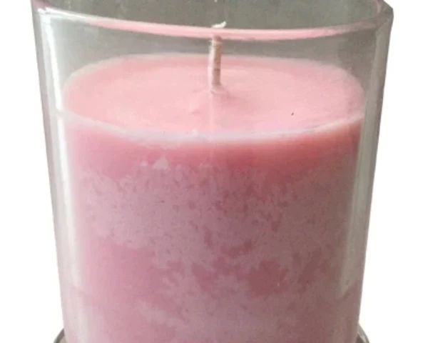 soy wax candle surface with white frosting and wax crystals formed on top