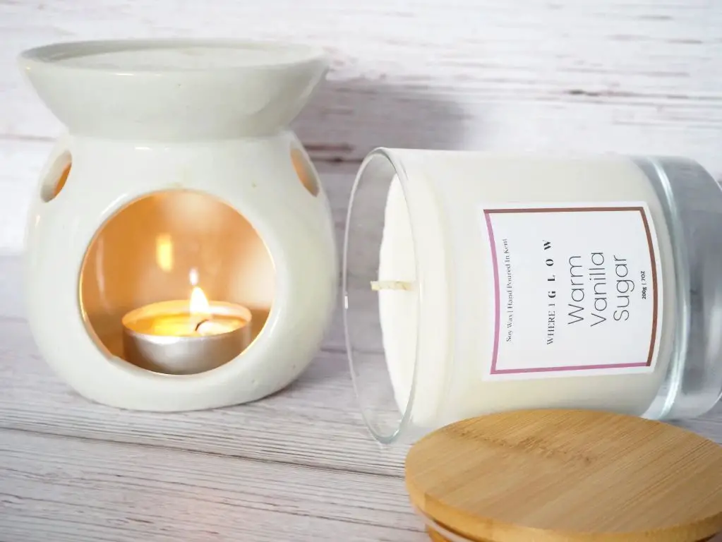 soy wax candles burning with warm glow