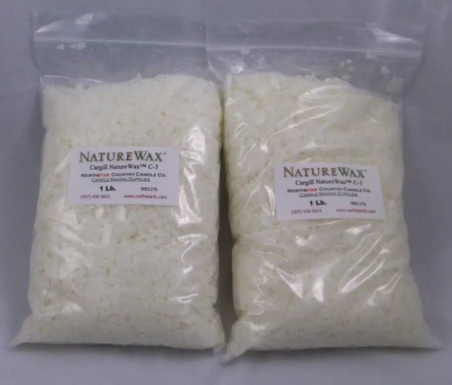 soy wax flakes in a plastic bag.