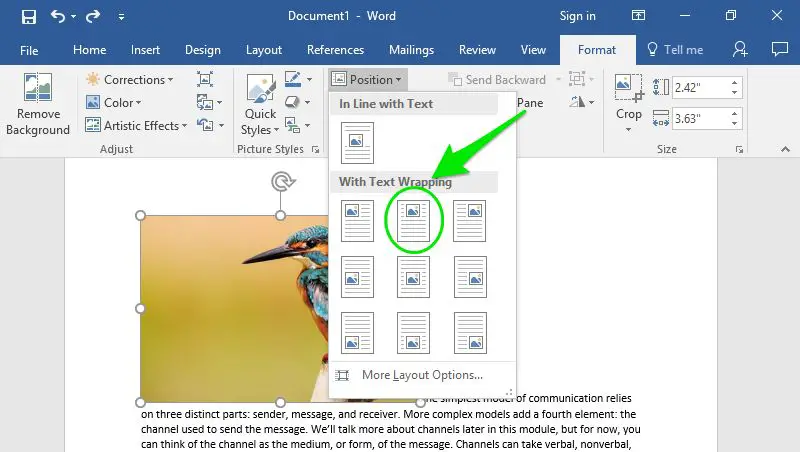 text wrapping settings in word flow text around images