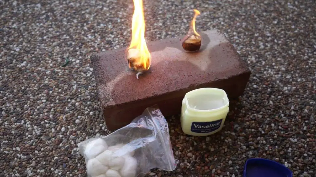 the cotton ball fire starter ignites easily when exposed to a spark or flame