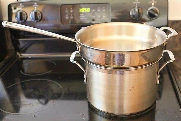 use a double boiler to melt beeswax to prevent burning from direct high heat.