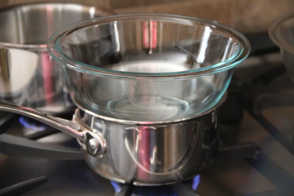 using the double boiler method is the safest way to gently melt bar soap.