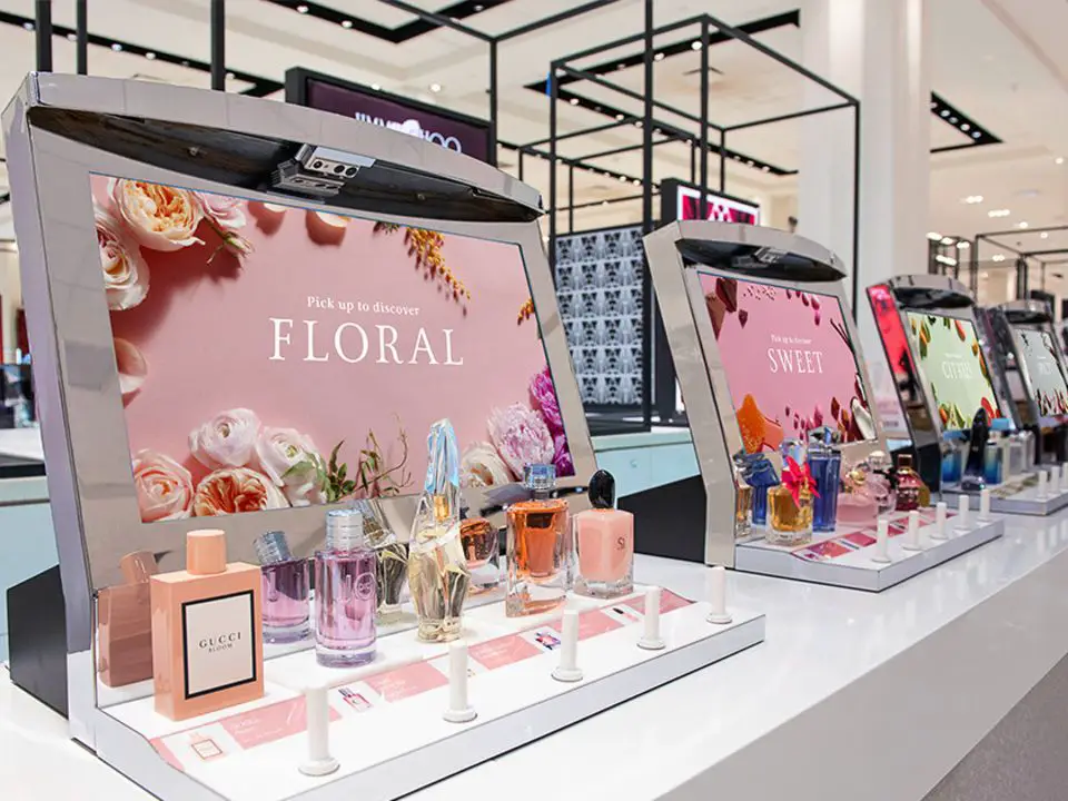 visit fragrance counters at department stores and specialty shops to test fragrances on skin before buying.