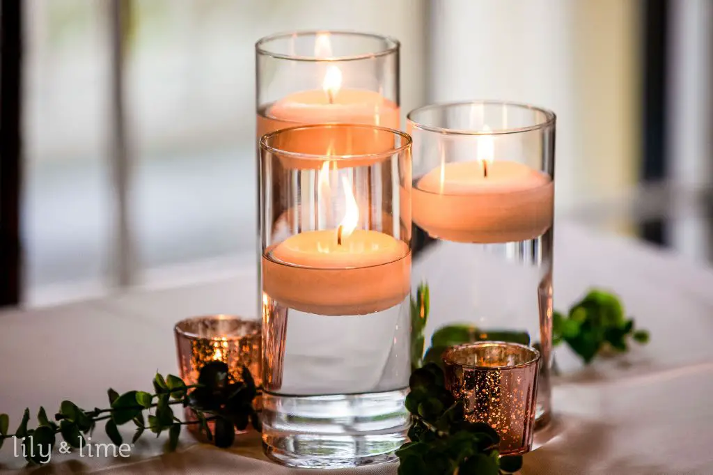 votive candles create a beautiful glow when grouped together.