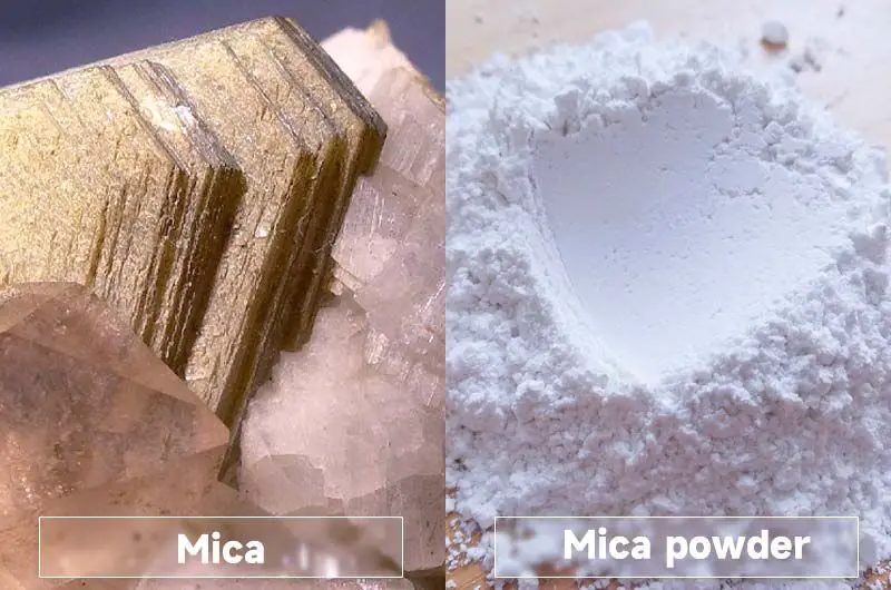 worker grinding mica minerals into fine powder