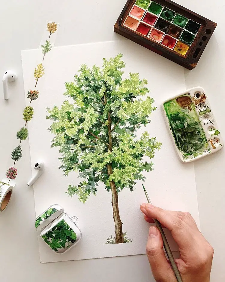 Easy Watercolor Paintings Of Plants And Trees