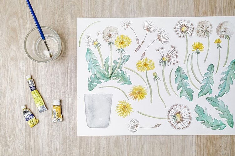 Beautiful Watercolor Dandelion Painting Ideas