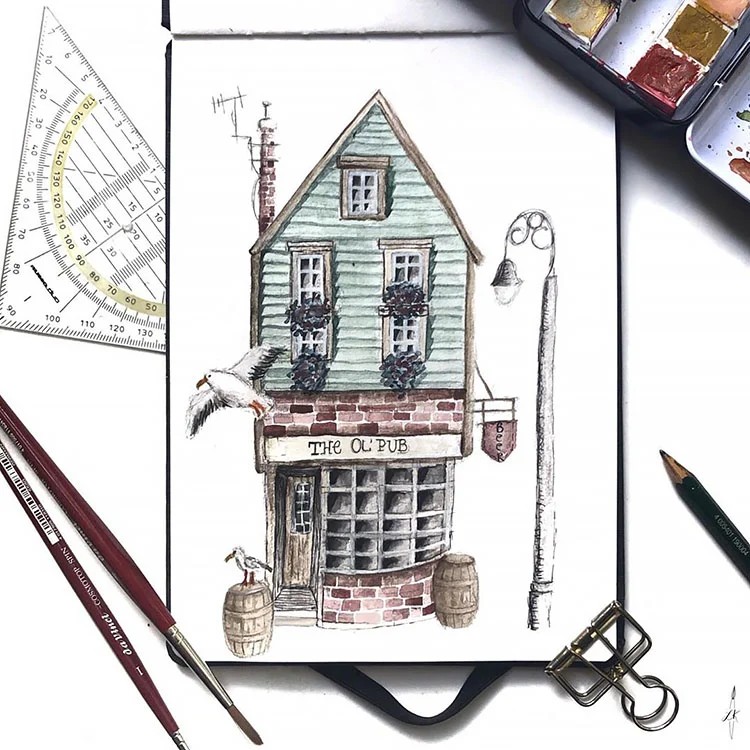 Watercolor House Painting Ideas