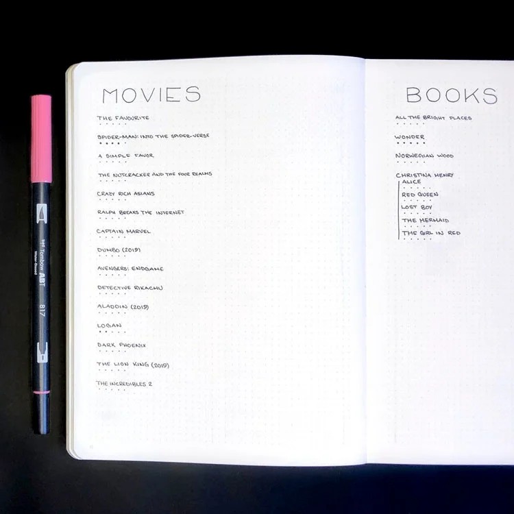 27 Movie Trackers For Your Bullet Journal