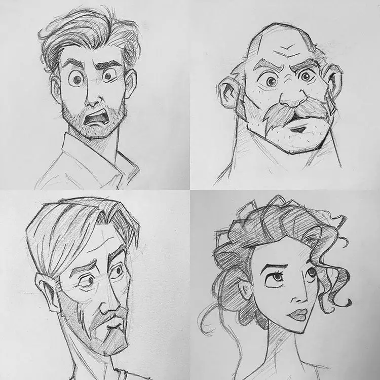 Cartoon Character Facial Expression Drawings