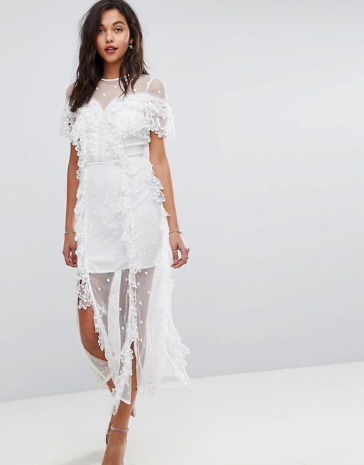 Stevie May Embroidered Floral Lace Midi Dress – $392