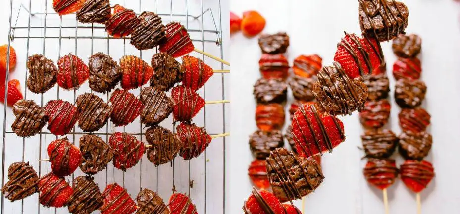 Strawberry Brownie Heart Kebabs