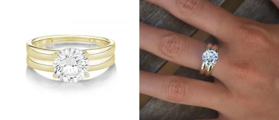 Double Band Brilliant Cut Solitaire Engagement Ring $695