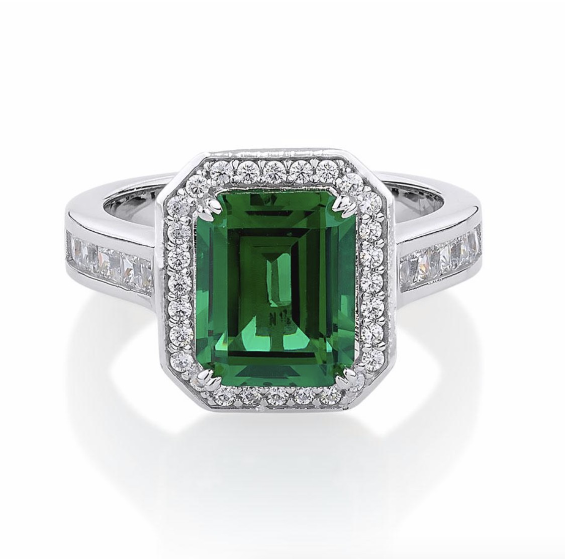 Emerald Cut Sterling Silver Dress Ring