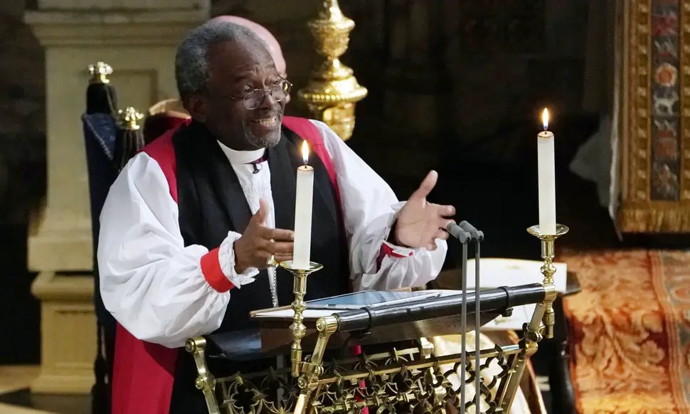 Rev. Michael Bruce Curry Reading His Sermon Off An Ipad