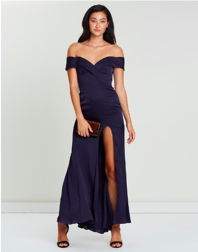 O Shoulder Split Gown