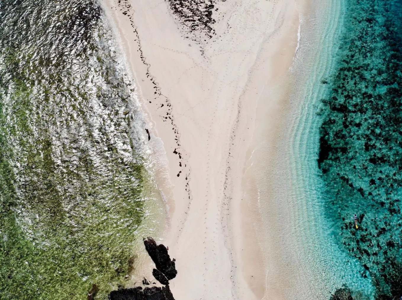 Helicopter over Monuriki Island, Mamanuca Islands