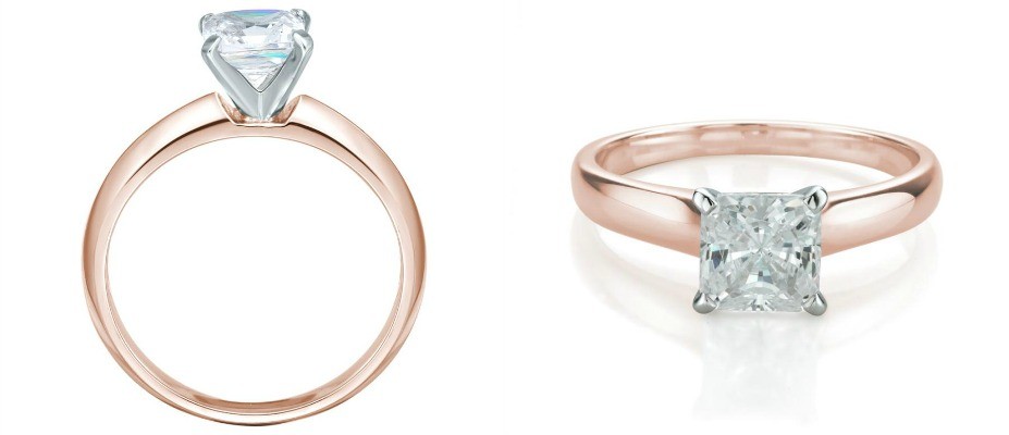 Princess Cut Solitaire With Half Round Band $660