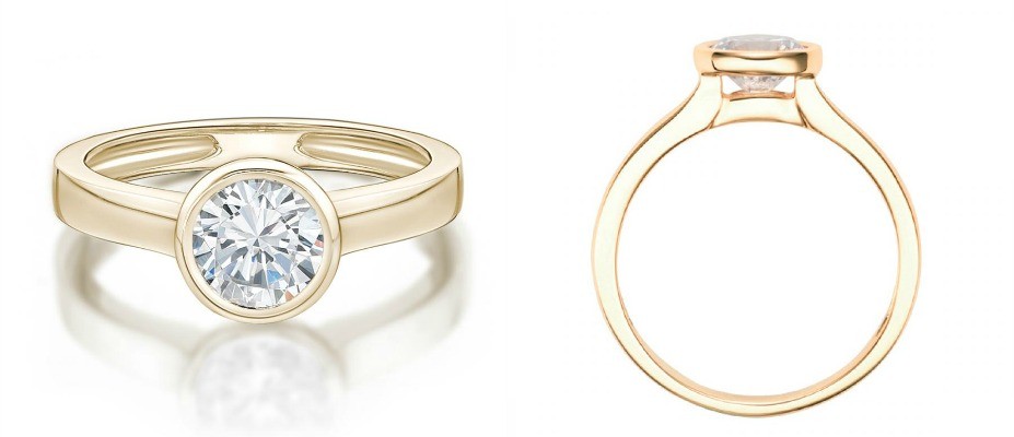 Round Brilliant Cut Bezel Set Ring $595