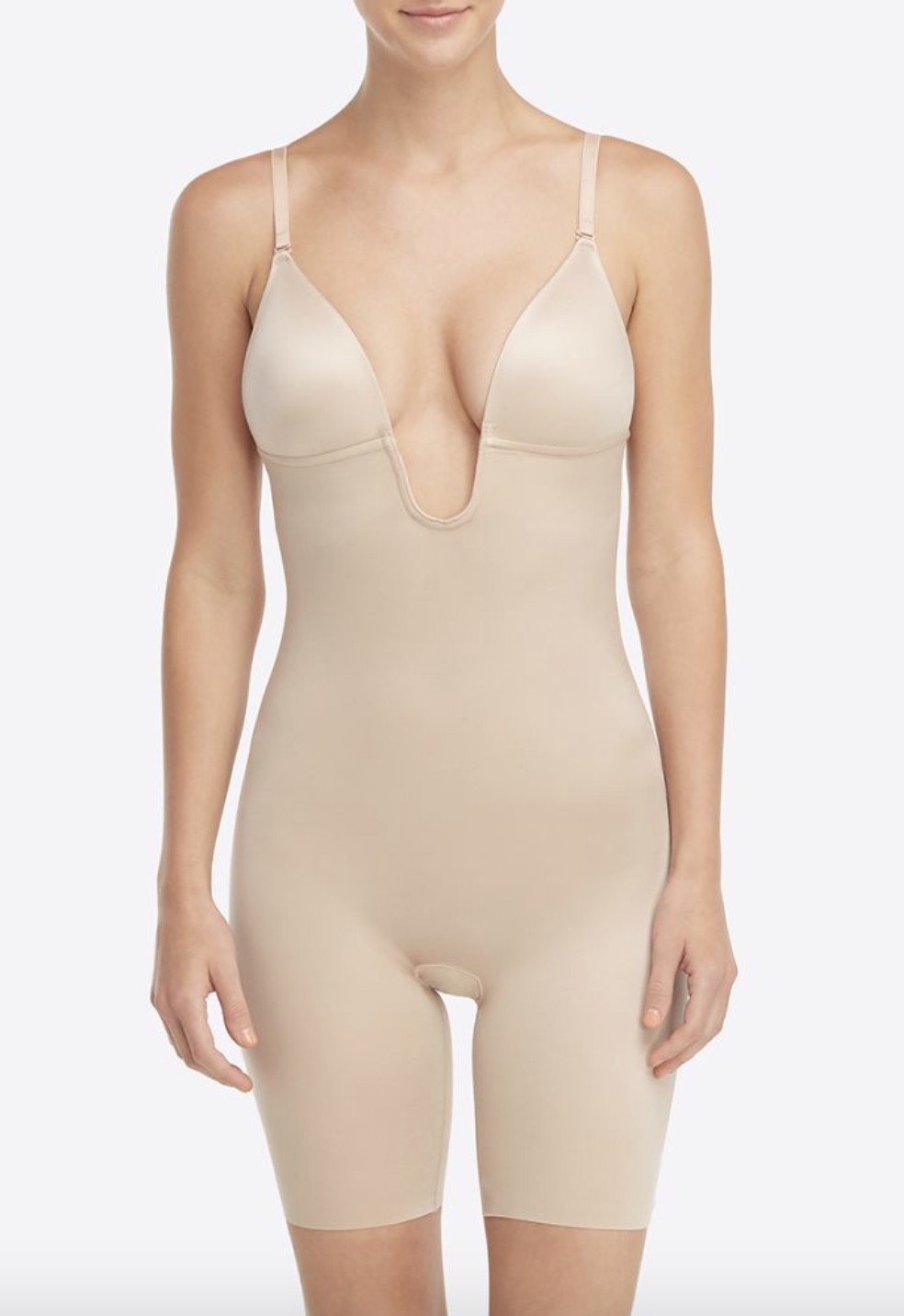 Suit Your Fancy Plunge Low-Back Mid-Thigh Bodysuit