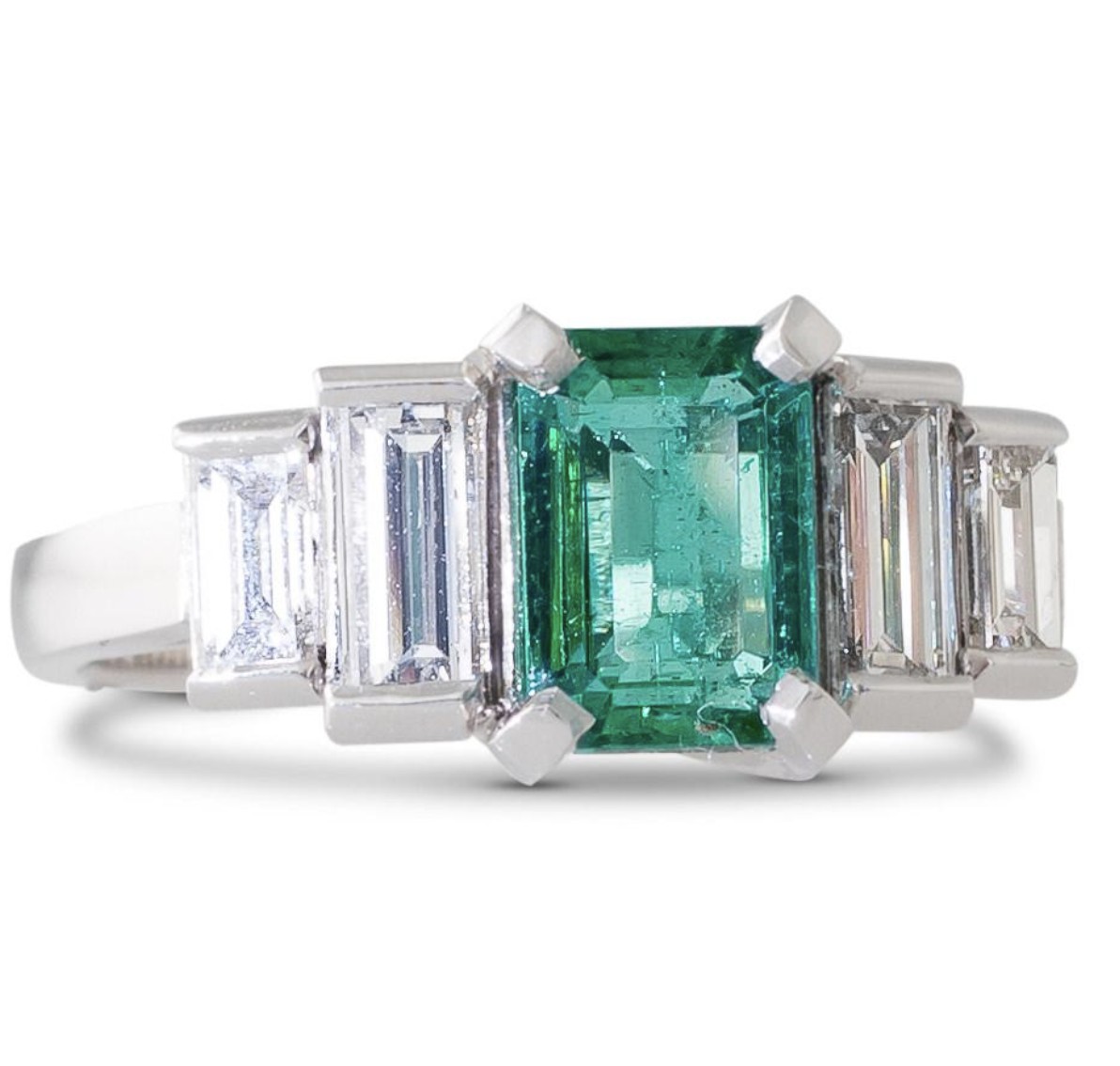 Emerald & Baguette Diamond Ring