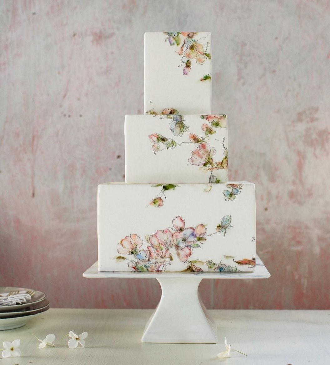 Vineyard Wedding: Watercolor Cake